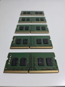 Five memory modules in a row