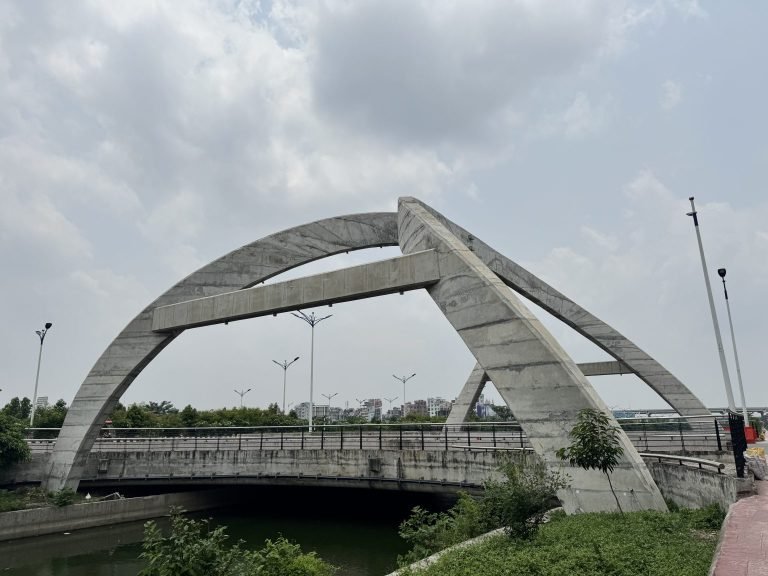Concrete arch over a stair