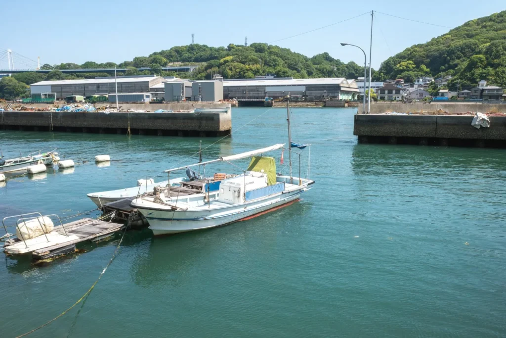 Boats along the fishing channel
